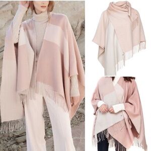 New With Tags  Soia & Kyo Woven Scarfigan with Fringe Blush Pink and Cream